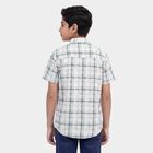 Boys White Cotton Casual Shirt, Off White, small