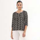 Women's Black Round Neck Printed Kurti, Black, small image number null