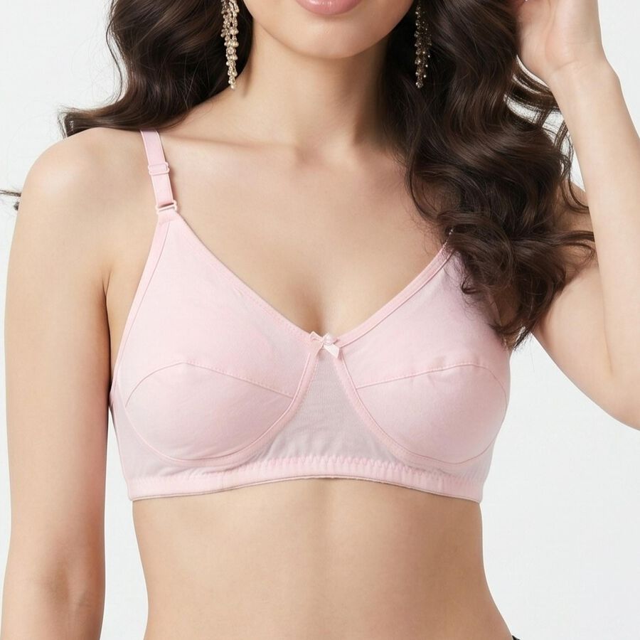 Women's Pink V Neck Bralette Bra, Light Pink, large