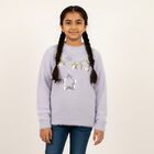 Girls' Soft Lavender Crew Neck Casual Pullover, लाइलेक, small image number null