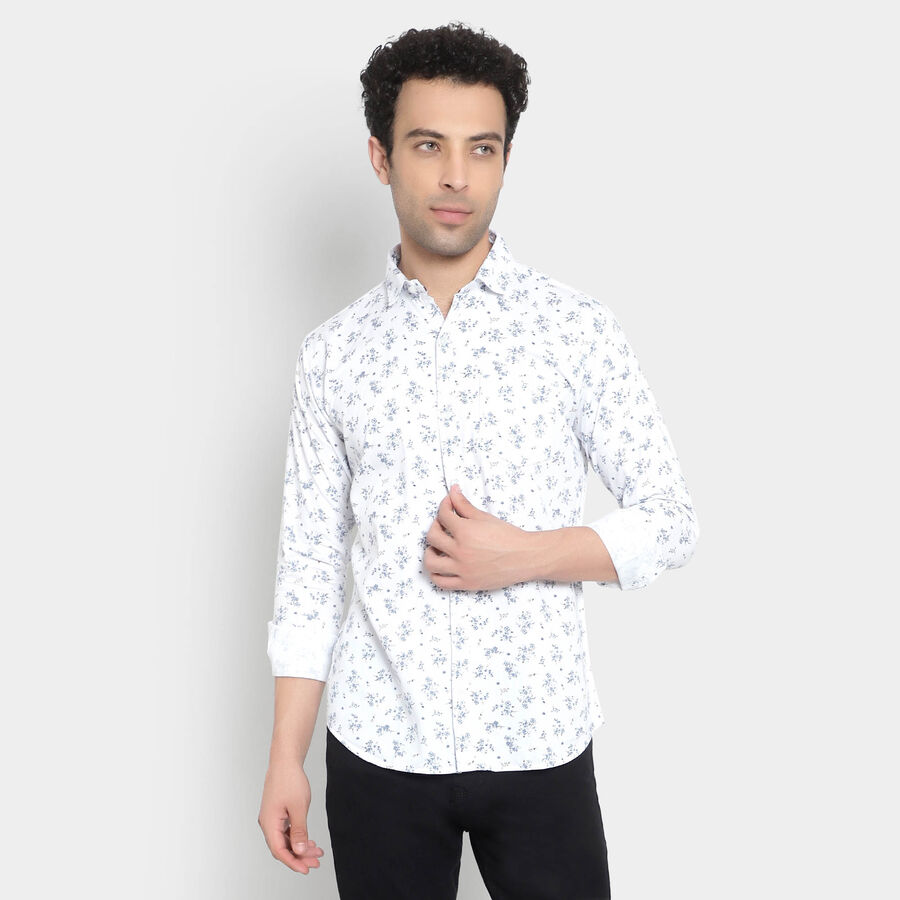 Cotton Printed Casual Shirt, White, large image number null