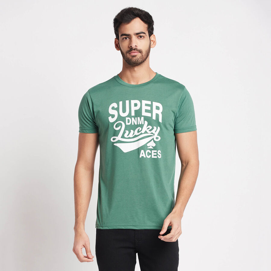 Round Neck T-Shirt, Dark Green, large image number null