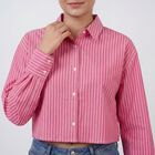 Women's Pink Cotton Classic Collar Classic Shirt, Pink, small