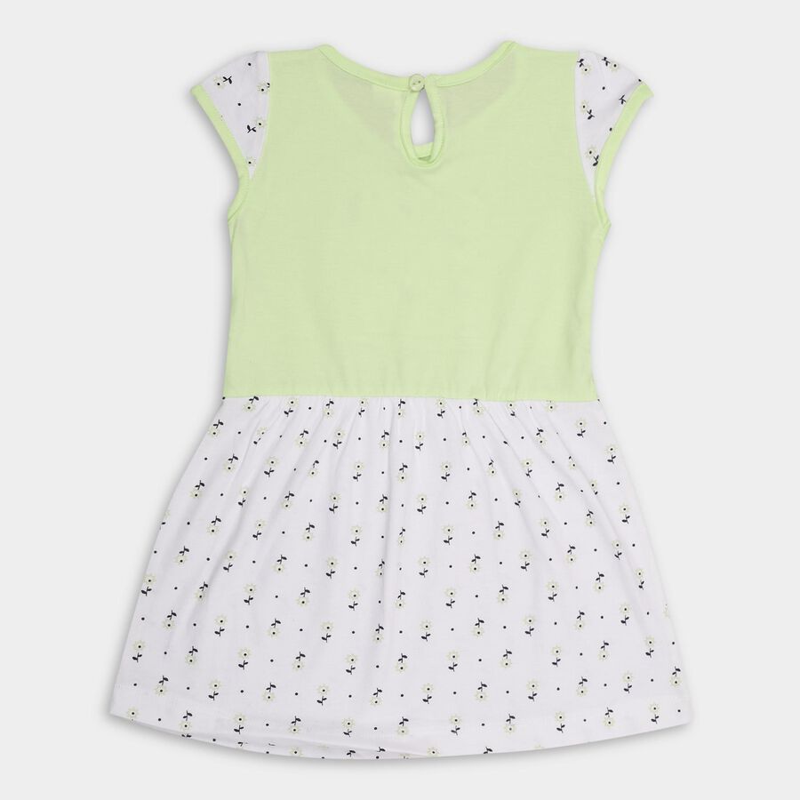 Infant Girls' 100% Cotton Frock, हल्का हरा, large image number null