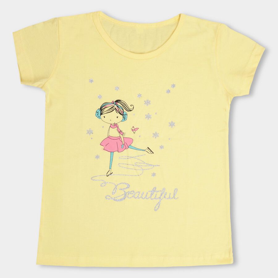 Girls' 100% Cotton T-Shirt , Yellow, large image number null