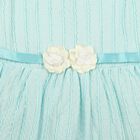 Infants' Mint Green Fit and Flare Floral Applique Frock, हल्का हरा, small