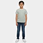 Boys' Green Round Neck Graphic Printed T-Shirt, हल्का हरा, small