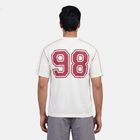 Men's White Round Neck Athleisure T-Shirt, ऑफ व्हाइट, small