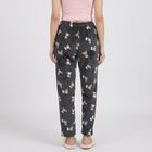 Women's Dark Grey Straight Fit Teddy Printed Lounge Pyjama, गहरा ग्रे, small