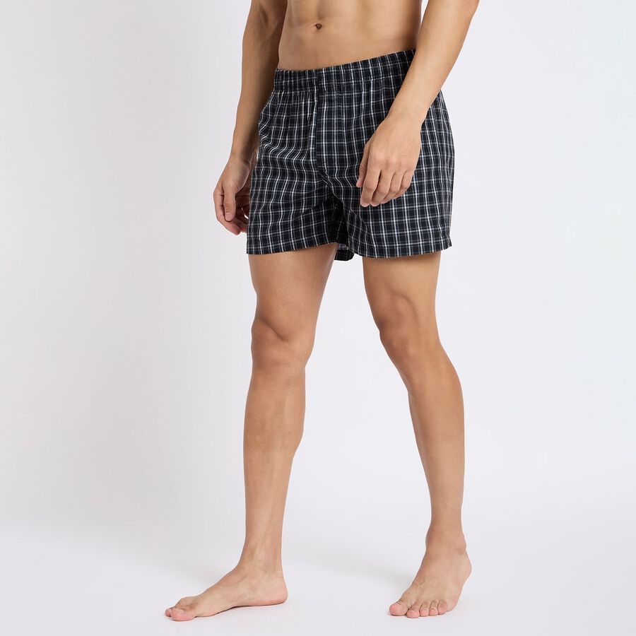 Men's 100% Cotton Boxers, Navy Blue, large image number null