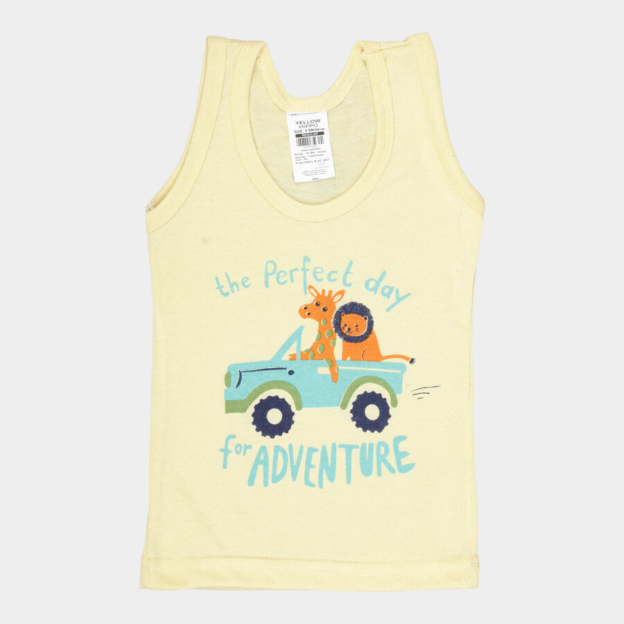 Infants Cotton Solid Vest, Yellow, large image number null