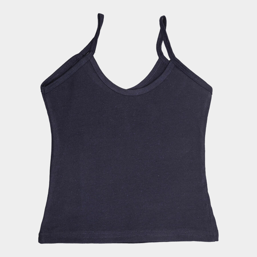 Girls Cotton Solid Vest, Navy Blue, large image number null