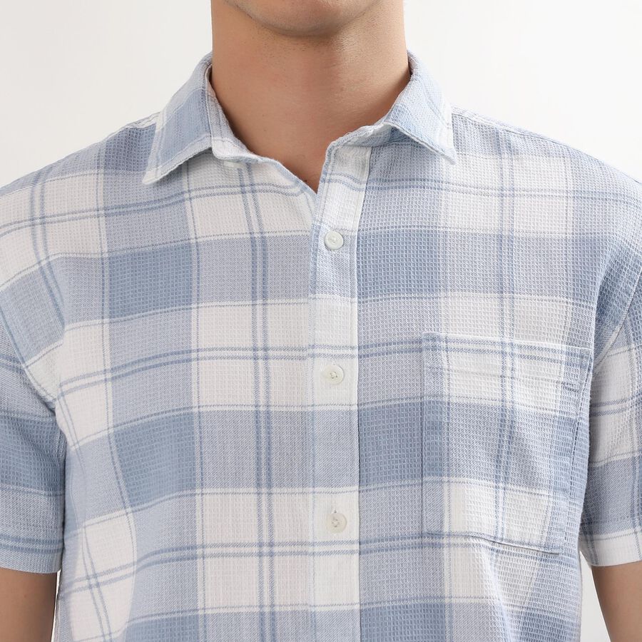 Men's Light Blue Cotton Half Sleeve Classic Casual Shirt, Light Blue, large image number null
