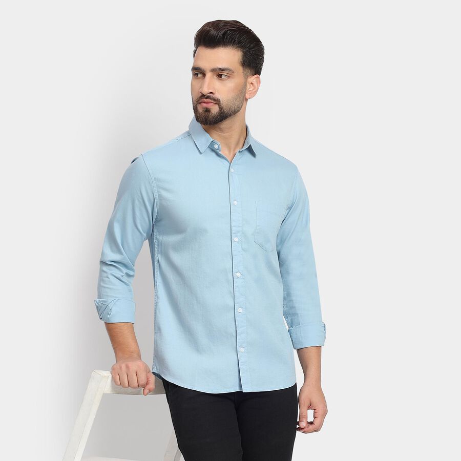 Men's 100% Cotton Casual Shirt , Light Blue, large image number null