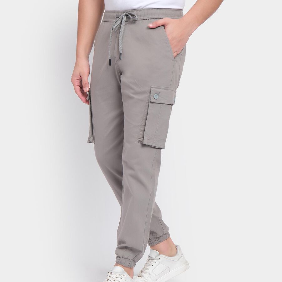 Men's Slim Fit Casual Trousers , Light Grey, large
