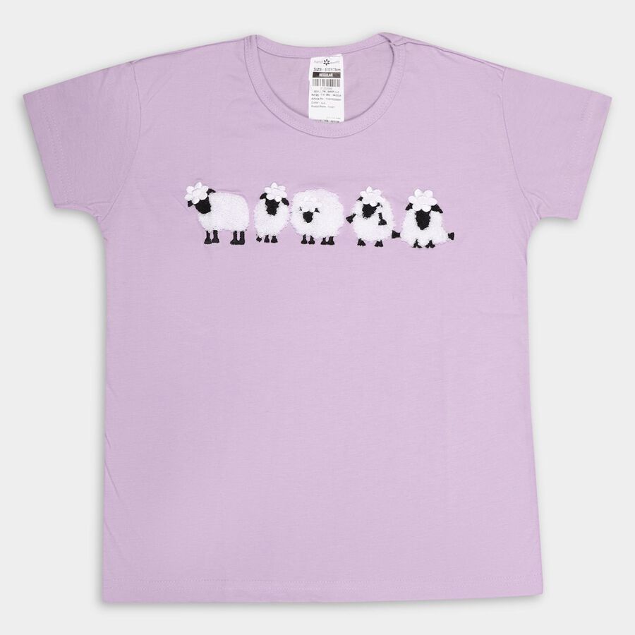 Girls' 100% Cotton T-Shirt, लाइलेक, large image number null