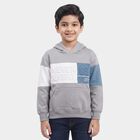 Boys Grey Hoodie Neck Graphic Sweatshirt, हल्का ग्रे, small