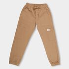 Boys' Camel Brown Regular Fit Jogger Trousers, खाकी, small image number null