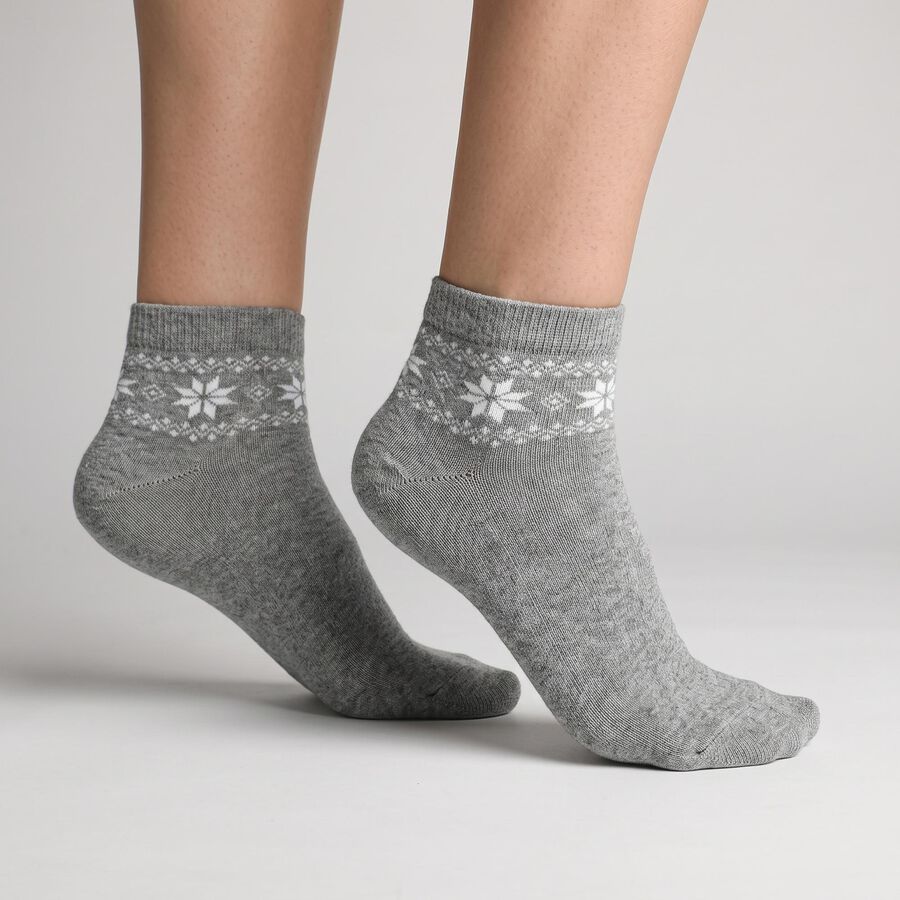 Women's Assorted Regular Fit Patterned Ankle Pack of 3 Socks, Assorted, large