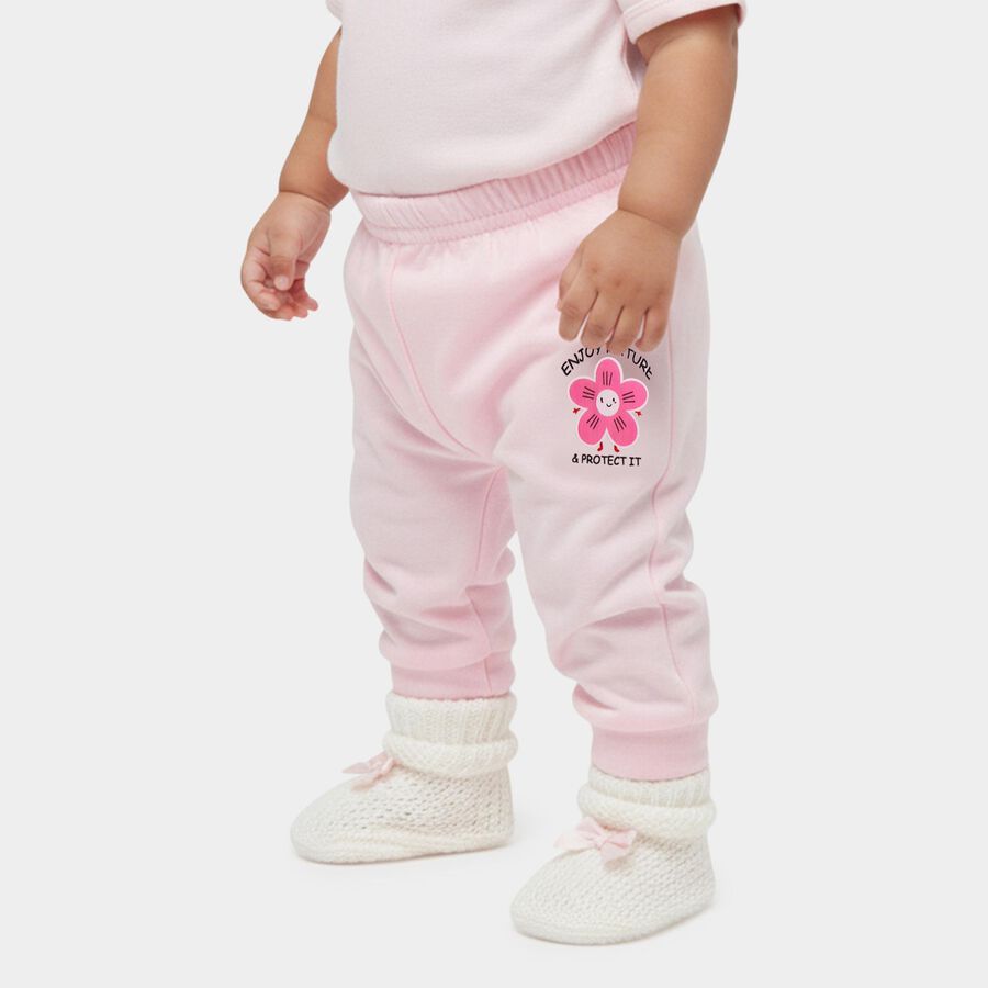 Infants Powder Blue Regular-Fit Cloud Printed Cotton Pyjama, Pink, large