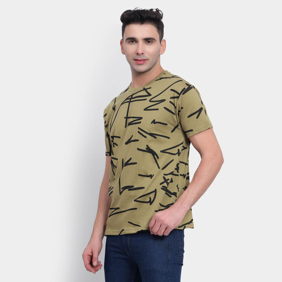 All Over Print Round Neck T-Shirt, ओलिव, large image number null