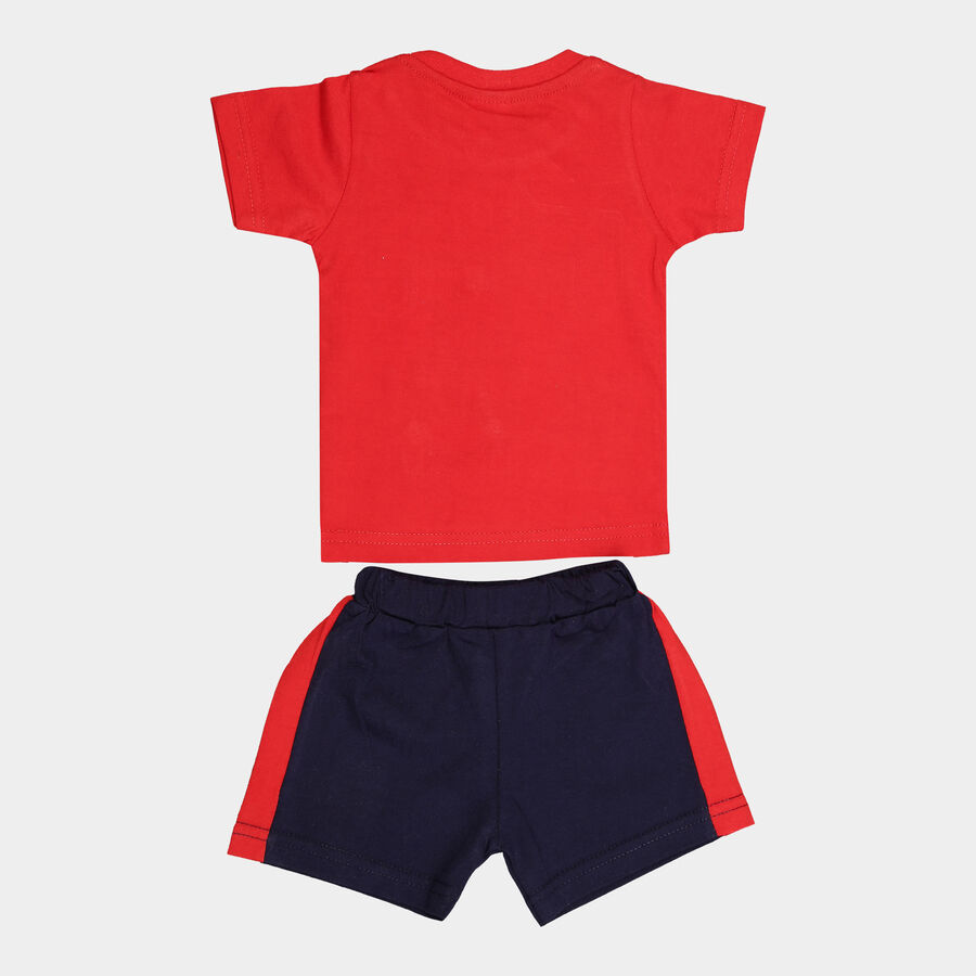 Infants Cotton Round Neck Baba Suit, Red, large image number null