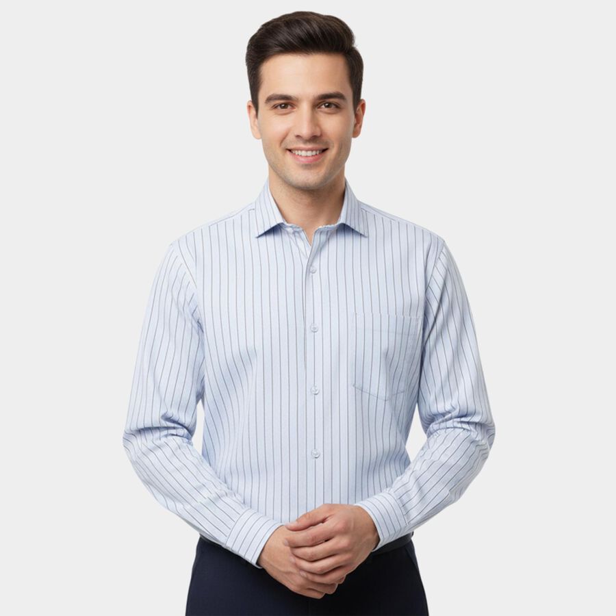 Men's Midnight Blue Spread Collar Formal Shirt, Mid Blue, large