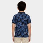 Boys Navy Blue Cotton Round Neck Casual T-Shirt, Navy Blue, small