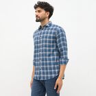 Men's Muted Steel Blue Cotton Full Sleeve Spread Collar Casual Shirt, रॉयल ब्लू, small image number null