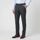 Men's Navy Blue Slim Fit Flat-Front Formal Trousers, Navy Blue, small