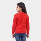 Girls' Red Crew Neck Embellished Pullover, Red, small