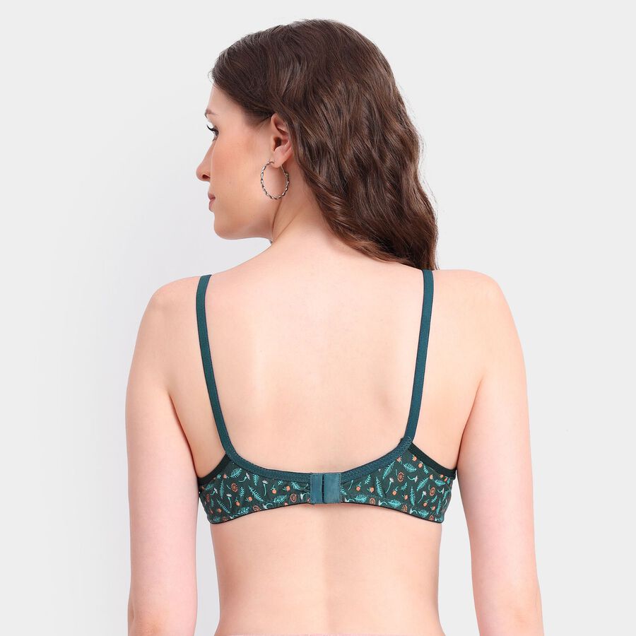 Ladies' 100% Cotton Non-Padded Bra, Dark Green, large image number null