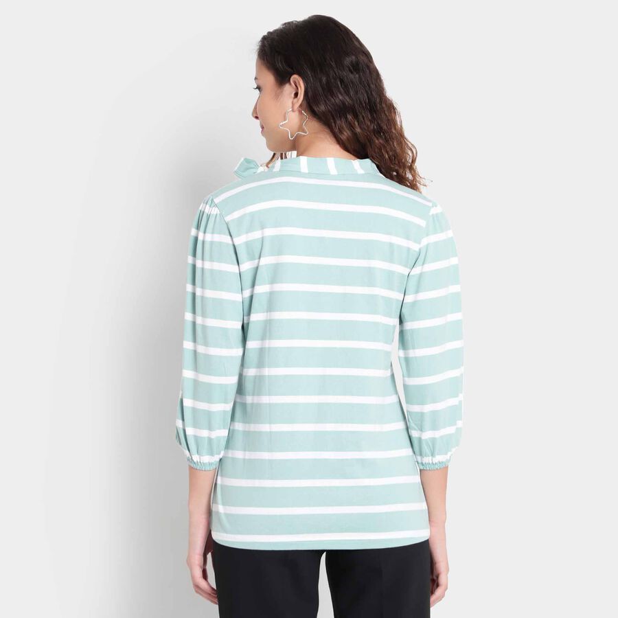 Cotton Stripes Top, Light Green, large image number null