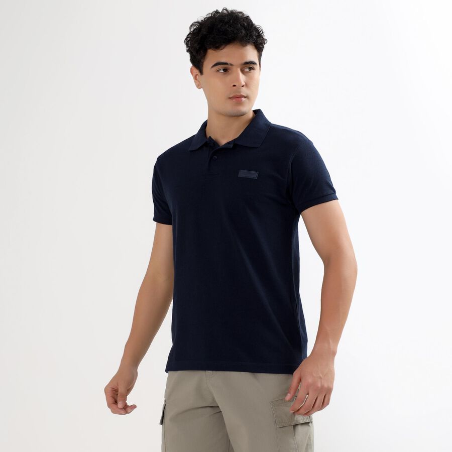 Men's Collared Half Sleeves T-Shirt , Dark Blue, large image number null