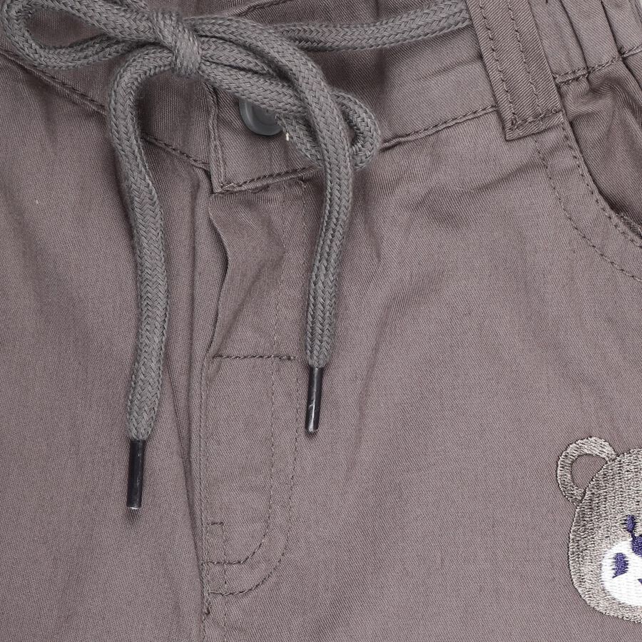 Infants' Muted Taupe Rib Waist Casual Trousers, Dark Grey, large image number null