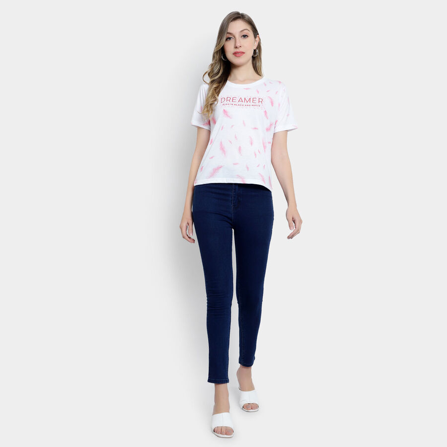 All Over Print Round Neck T-Shirt, सफ़ेद, large image number null