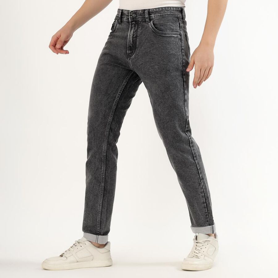 Men's Faded Black Slim Fit Jeans, हल्का ग्रे, large image number null