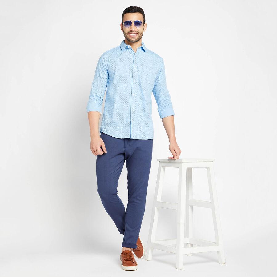Cotton Printed Casual Shirt, Light Blue, large image number null