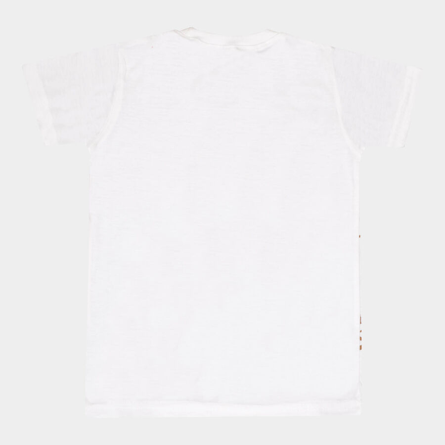 Boys Round Neck T-Shirt, White, large image number null