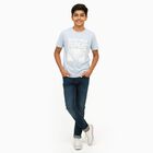 Boys Light Powder Blue Crew Neck Casual T-Shirt, हल्का नीला, small image number null