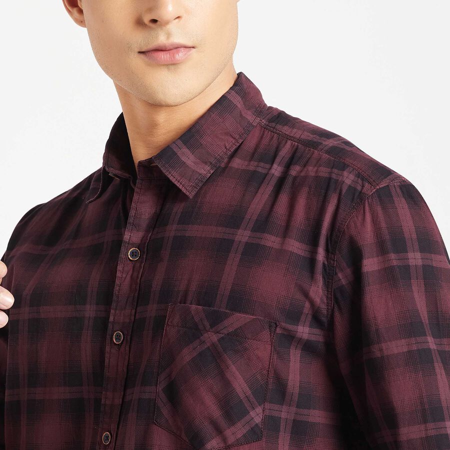 Checks Casual Shirt, Maroon, large image number null