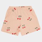 Girls' Light Pink Regular Fit Cherry Printed Shorts, Light Pink, small