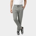 Men's Grey Straight Fit Solid Track Pants, Melange Light Grey, small