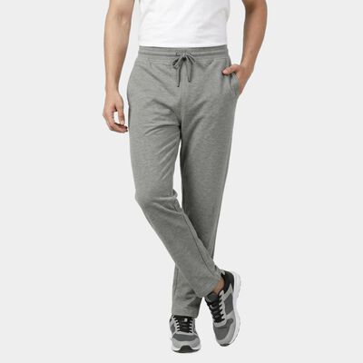 Men's Grey Straight Fit Solid Track Pants