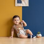 Infants' Beige Cotton Round Neck Graphic Print Baba Suit, Beige, small