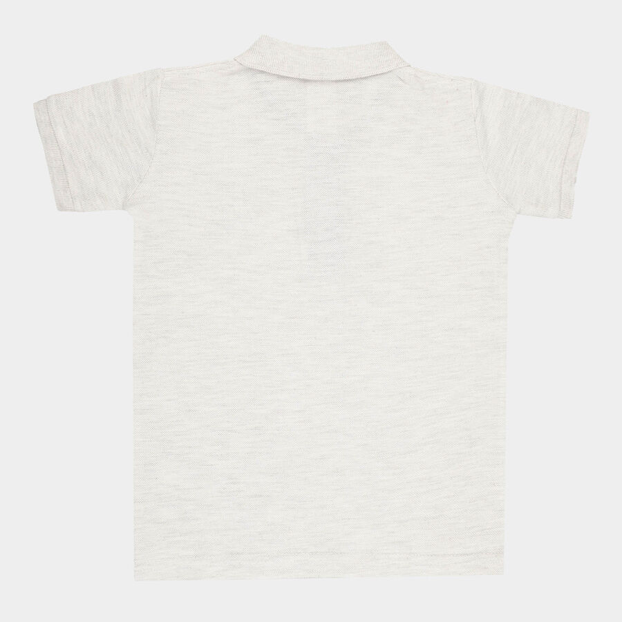 Boys Solid T-Shirt, Ecru Melange, large image number null