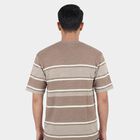 Men's Brown Round Neck Casual T-Shirt, Brown, small