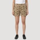 Women's Beige Regular Fit Animal Print Shorts, गहरा पीला, small