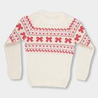 Girls Rich Eggshell White Round Neck Knit Pullover, Off White, small image number null