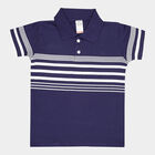 Boys Cotton Stripes T-Shirt, Navy Blue, small image number null